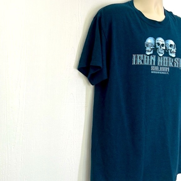 Gildan - 2018 Hear See Speak No Evil Skulls Iron Horse Saloon Ormond Beach Tee L - Picture 4 of 9